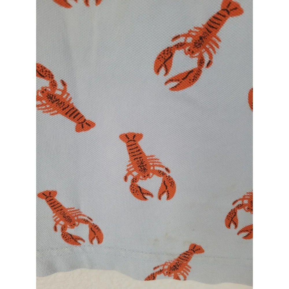 Boden Boys Light Blue Orange Lobster Print Polo Shirt Size 4-5Y Nautical #5